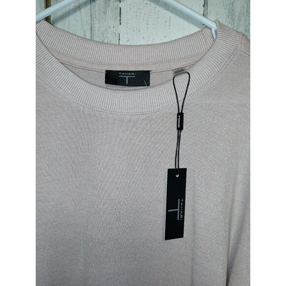 Tahari Women's Medium Ruffle Sleeve Lightweight Sweater In Blush - Picture 4 of 8